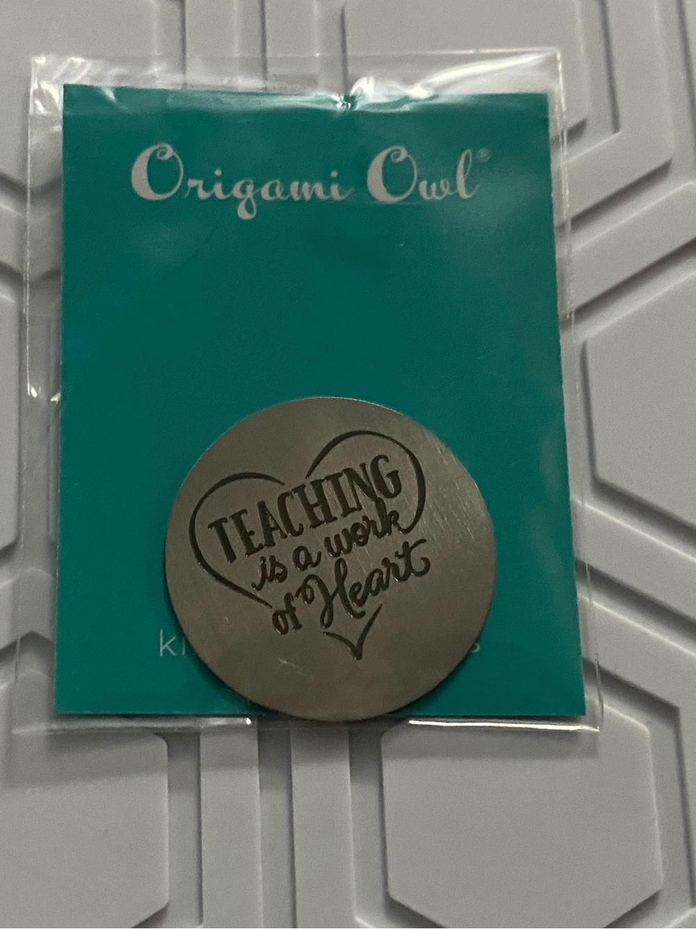 Origami Owl Large Silver Teaching is a Work of Heart Faceplate